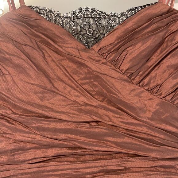 What a great dress to wear to a wedding.  Strapless BCBG shimmer rose with lace - Picture 2 of 8